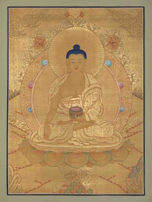 Original Hand-Painted Gold Style Shakyamuni Buddha | Compassion of Wisdom | Tibetan Buddhism Arts